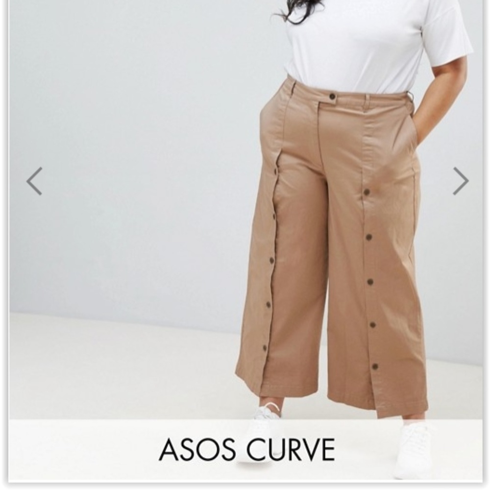 Brown Wide Leg Pants w/ Buttons